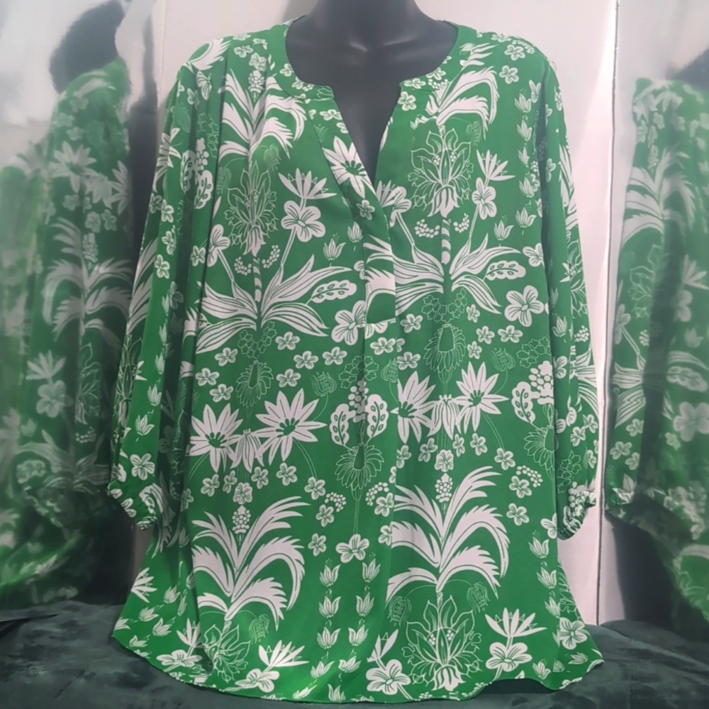 Tahari green flora blouse size 2xx